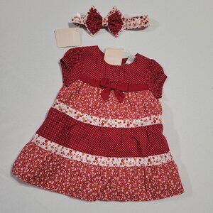 Gymboree Adorable Fox NWT 0-3 month Dress, diaper cover & headband set. Mixed Bi